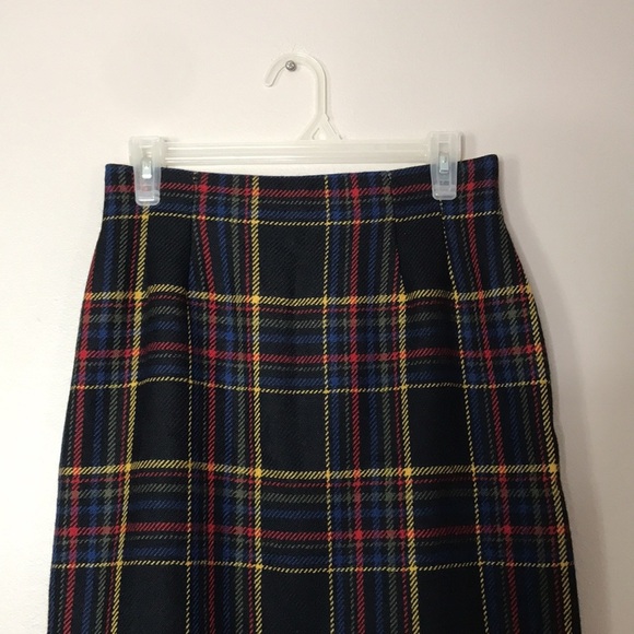 Classic clueless 100% wool tartan plain mini skirt size 10p - Picture 2 of 11